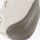 Christian Dior Honeycomb Canvas Umhängetasche PVC Gold Weiß Auth 162745-16