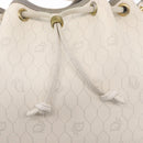 Christian Dior Honeycomb Canvas Umhängetasche PVC Gold Weiß Auth 162745-17