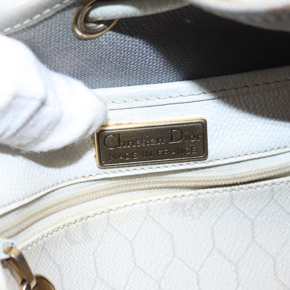 Christian Dior Honeycomb Canvas Umhängetasche PVC Gold Weiß Auth 162745