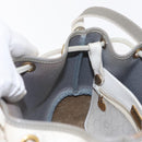 Christian Dior Honeycomb Canvas Umhängetasche PVC Gold Weiß Auth 162745-20