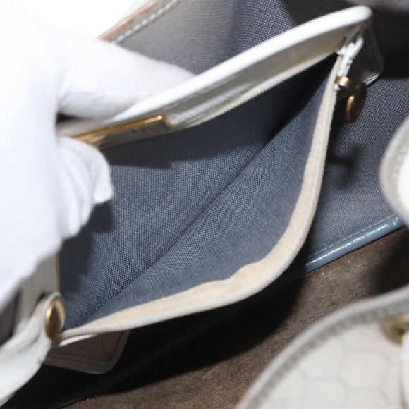 Christian Dior Honeycomb Canvas Umhängetasche PVC Gold Weiß Auth 162745