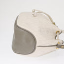 Christian Dior Honeycomb Canvas Umhängetasche PVC Gold Weiß Auth 162745-3