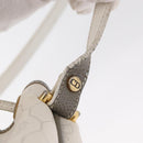 Christian Dior Honeycomb Canvas Umhängetasche PVC Gold Weiß Auth 162745-9