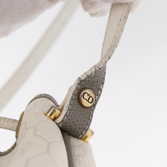 Christian Dior Honeycomb Canvas Umhängetasche PVC Gold Weiß Auth 162745