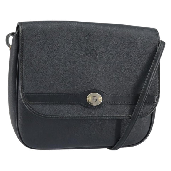 Christian Dior Honeycomb Canvas Shoulder Bag PVC Black Gold Auth 162746