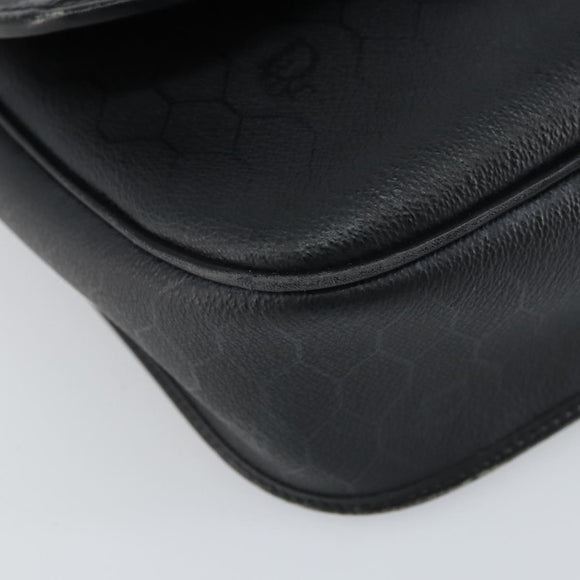Christian Dior Honeycomb Canvas Shoulder Bag PVC Black Gold Auth 162746