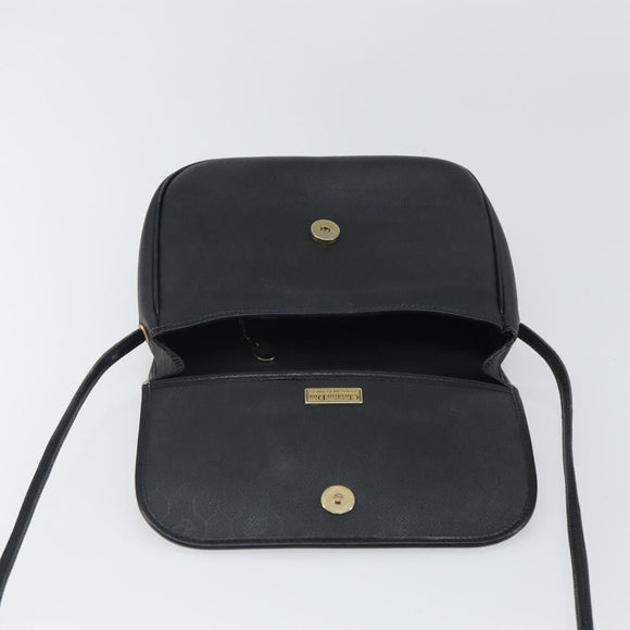Christian Dior Honeycomb Canvas Shoulder Bag PVC Black Gold Auth 162746