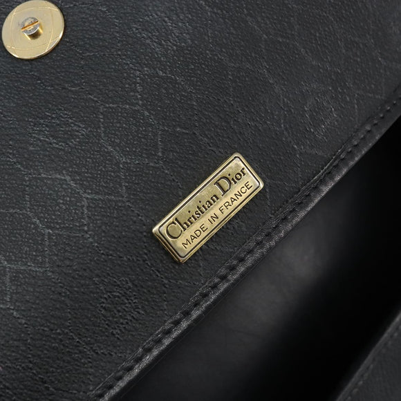 Christian Dior Honeycomb Canvas Shoulder Bag PVC Black Gold Auth 162746