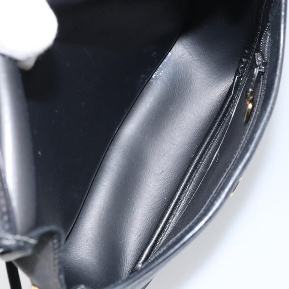 Christian Dior Honeycomb Canvas Shoulder Bag PVC Black Gold Auth 162746