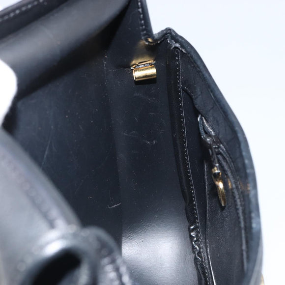 Christian Dior Honeycomb Canvas Shoulder Bag PVC Black Gold Auth 162746