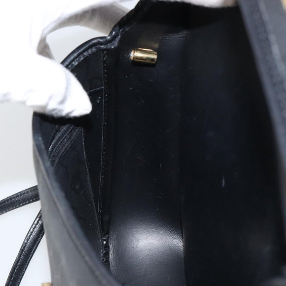 Christian Dior Honeycomb Canvas Shoulder Bag PVC Black Gold Auth 162746
