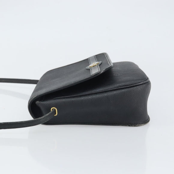 Christian Dior Honeycomb Canvas Shoulder Bag PVC Black Gold Auth 162746