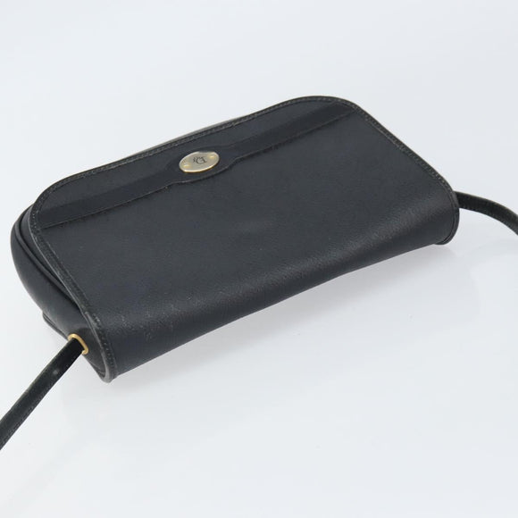 Christian Dior Honeycomb Canvas Shoulder Bag PVC Black Gold Auth 162746