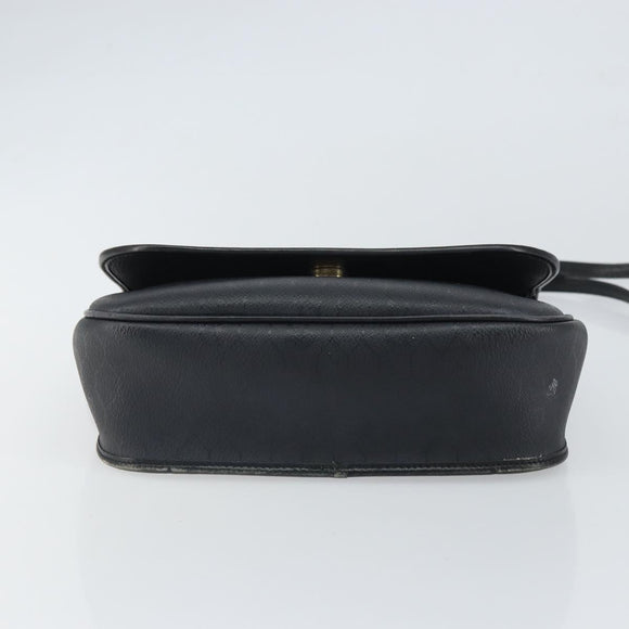 Christian Dior Honeycomb Canvas Shoulder Bag PVC Black Gold Auth 162746