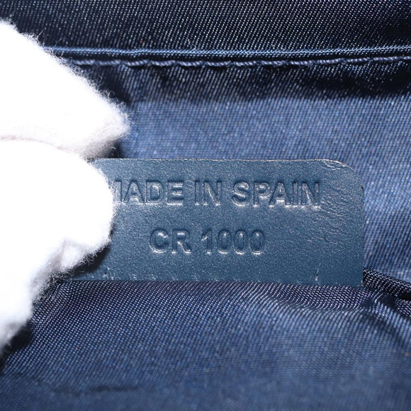 Christian Dior Trotter Canvas Saddle Pouch Navy Gold Auth 162748