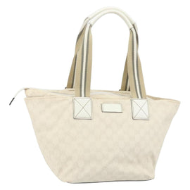 GUCCI GG Canvas Tote Bag White Gold 131230 Auth 162761
