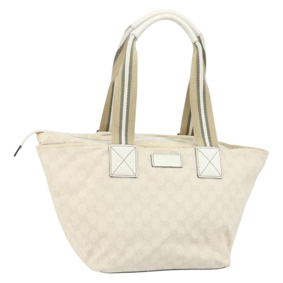 GUCCI GG Canvas Tote Bag White Gold 131230 Auth 162761