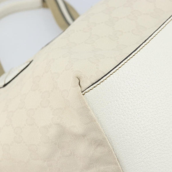 GUCCI GG Canvas Tote Bag White Gold 131230 Auth 162761