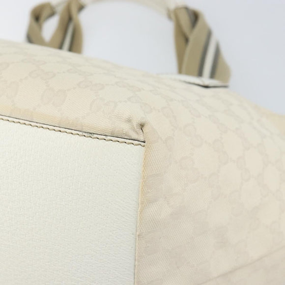 GUCCI GG Canvas Tote Bag White Gold 131230 Auth 162761