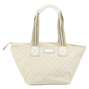 GUCCI GG Canvas Tote Bag White Gold 131230 Auth 162761-13