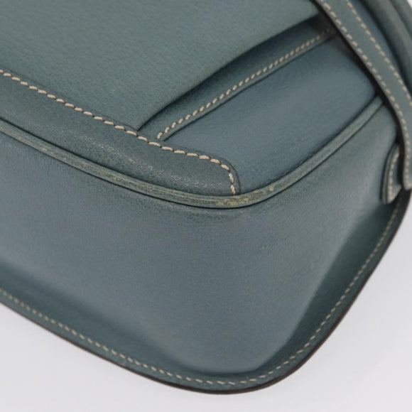 GUCCI Shoulder Bag Leather Blue Gold 001 406 1339 Auth 162763