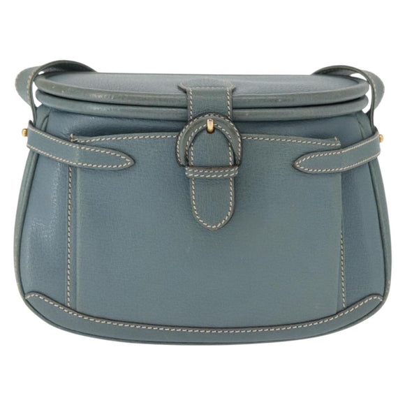 GUCCI Shoulder Bag Leather Blue Gold 001 406 1339 Auth 162763