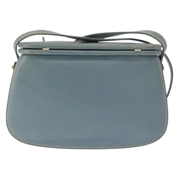 GUCCI Shoulder Bag Leather Blue Gold 001 406 1339 Auth 162763