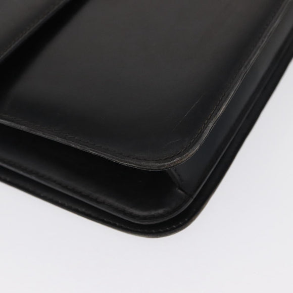 GUCCI Hand Bag Leather Gold Black Auth 162764