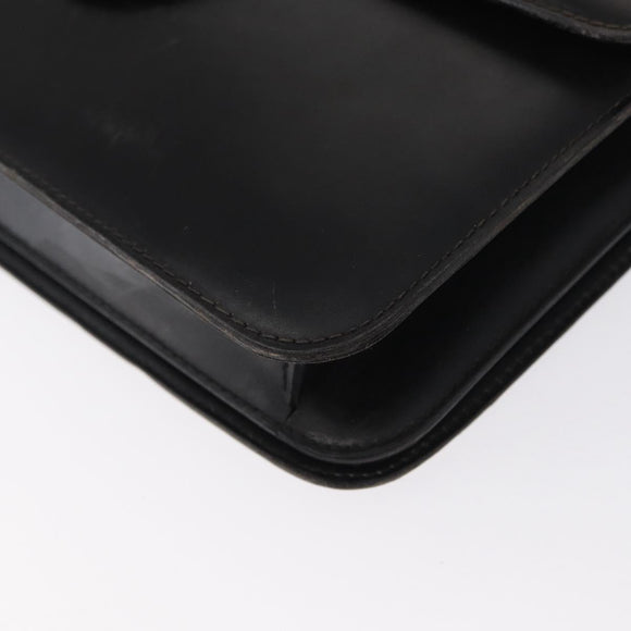 GUCCI Hand Bag Leather Gold Black Auth 162764