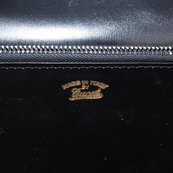 GUCCI Hand Bag Leather Gold Black Auth 162764