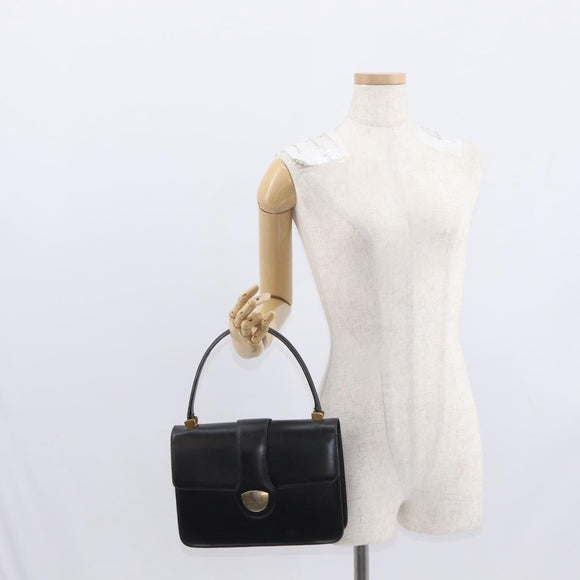 GUCCI Hand Bag Leather Gold Black Auth 162764