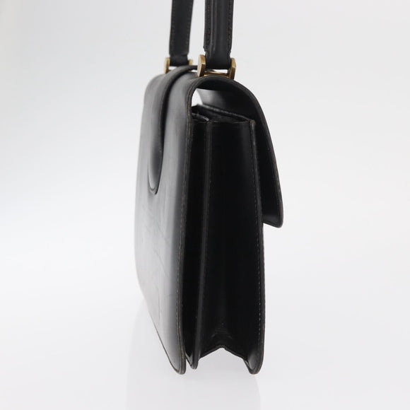 GUCCI Hand Bag Leather Gold Black Auth 162764