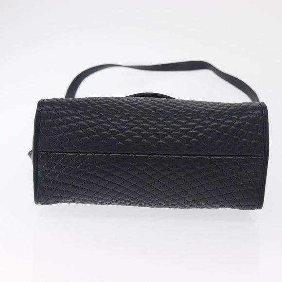 BALLY Hand Bag Leather 2way Navy Gold Auth 162765