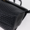 BALLY Hand Bag Leather 2way Navy Gold Auth 162765-16