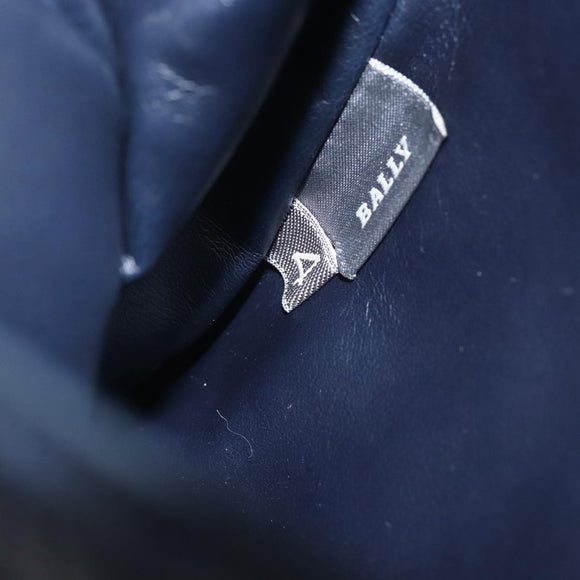 BALLY Hand Bag Leather 2way Navy Gold Auth 162765