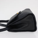 BALLY Hand Bag Leather 2way Navy Gold Auth 162765-4