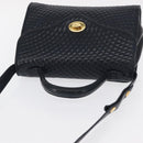 BALLY Hand Bag Leather 2way Navy Gold Auth 162765-6