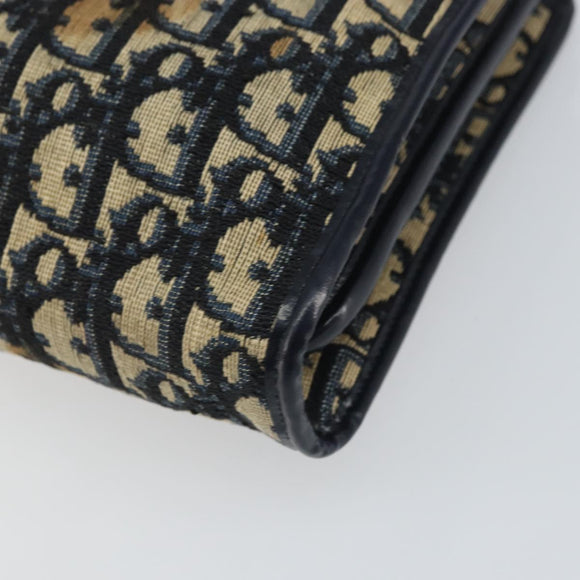 Christian Dior Trotter Canvas Hand Bag Navy Gold Auth 162766