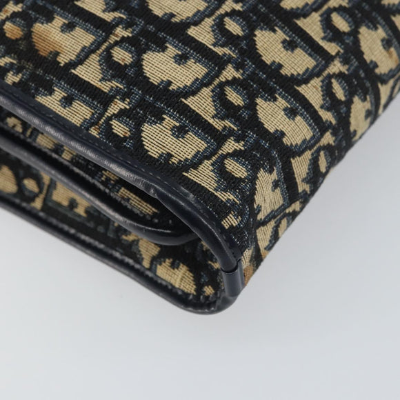 Christian Dior Trotter Canvas Hand Bag Navy Gold Auth 162766