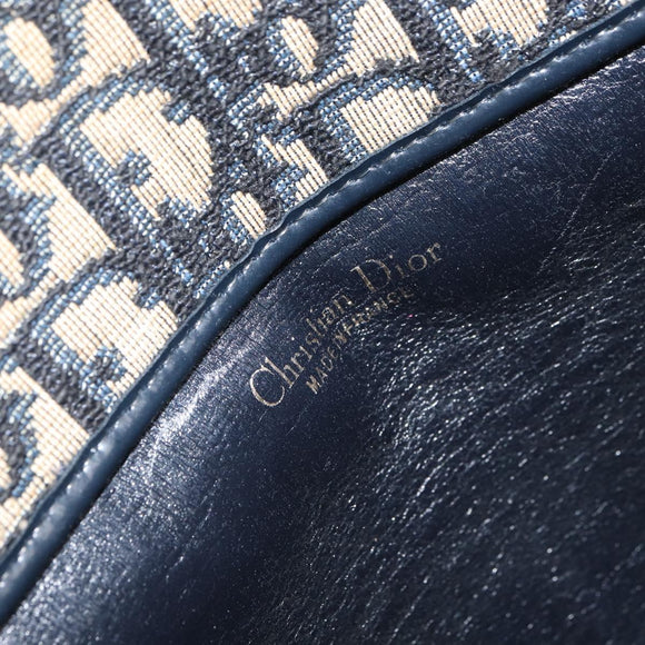 Christian Dior Trotter Canvas Hand Bag Navy Gold Auth 162766
