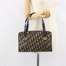 Christian Dior Trotter Canvas Hand Bag Navy Gold Auth 162766-23