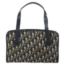 Christian Dior Trotter Canvas Hand Bag Navy Gold Auth 162766-2