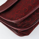 CELINE C Sulky Shoulder Bag Canvas Leather Red Gold Auth 162769-11