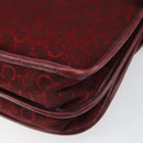 CELINE C Sulky Shoulder Bag Canvas Leather Red Gold Auth 162769-12