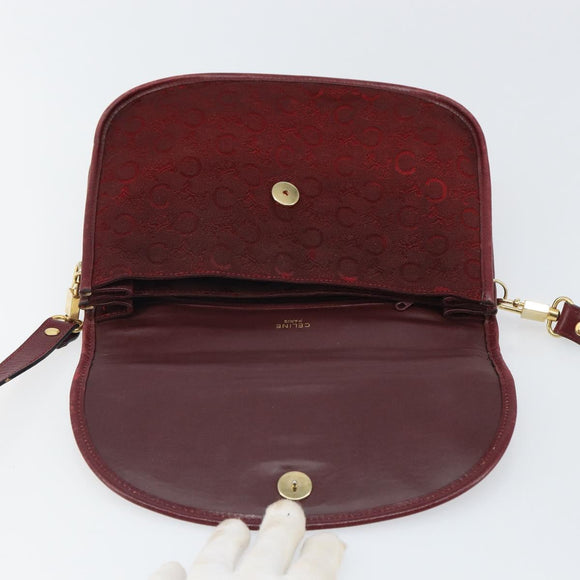 CELINE C Sulky Shoulder Bag Canvas Leather Red Gold Auth 162769
