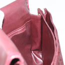 CELINE C Sulky Shoulder Bag Canvas Leather Red Gold Auth 162769-18