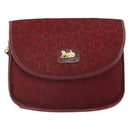 CELINE C Sulky Shoulder Bag Canvas Leather Red Gold Auth 162769-2