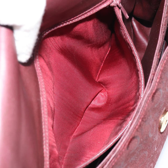 CELINE C Sulky Shoulder Bag Canvas Leather Red Gold Auth 162769