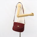 CELINE C Sulky Shoulder Bag Canvas Leather Red Gold Auth 162769-23