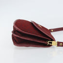 CELINE C Sulky Shoulder Bag Canvas Leather Red Gold Auth 162769-4